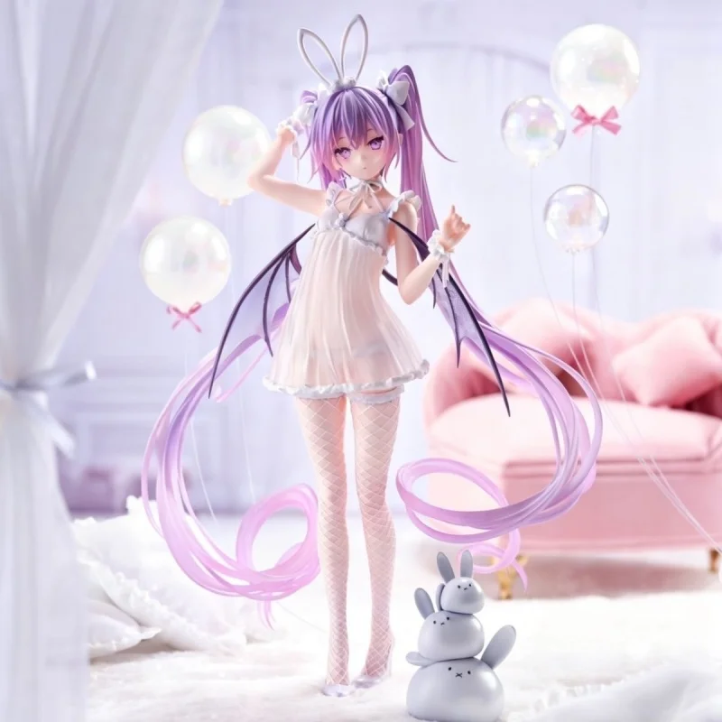 Figura Coleccionable a Escala 1/6, Linda Chica Demonio Lolita en Pijama, Modelo Morado con Cola Doble, Adorno para PC, Juguete de Anime, Regalo