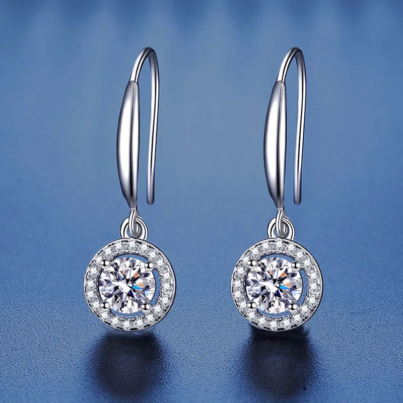 Neue Ohrringe aus 925er-Sterlingsilber, Moissanit für Damen, exquisiter Luxus-Hochzeits-Verlobungsschmuck, modisches Geschenk, hohe Qualität