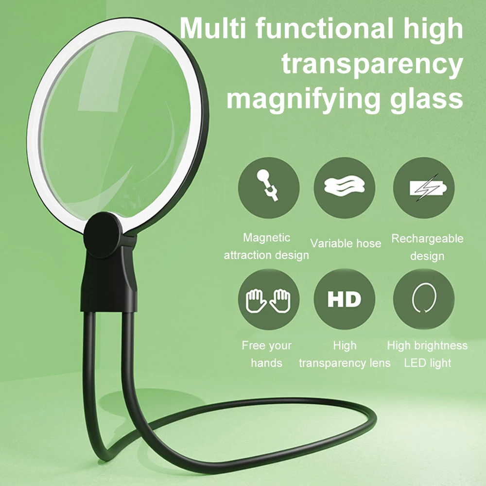 Magnifying Glass with 24 LED Lights,Large Page Magnifier for Seniors Low Vision Reading, Repairing, Sewing