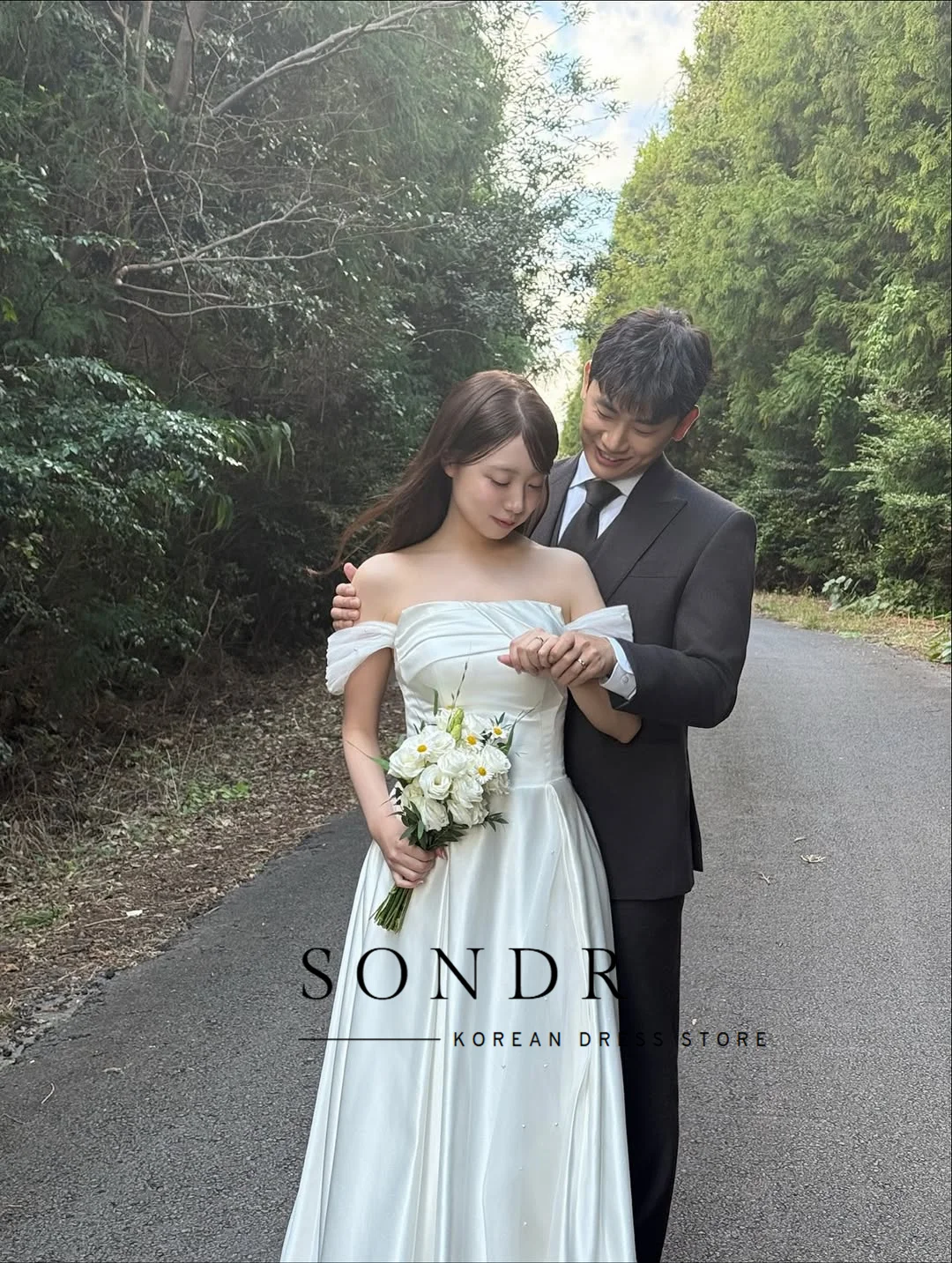 Suknie ślubne koreańskie z odkrytymi ramionami, jedwabna satyna, gorset z tyłu, suknie na przyjęcie weselne, sesja zdjęciowa, suknie balowe szyte na miarę.