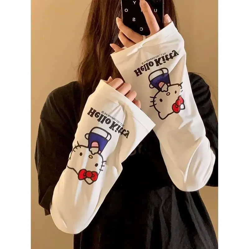 

Kawaii Sunscreen Sleeve Cover UV Protection in Summer Cartoon Ice Sleeve Sanrio Hello Kitty Loose Sunshade Ice Sleeve