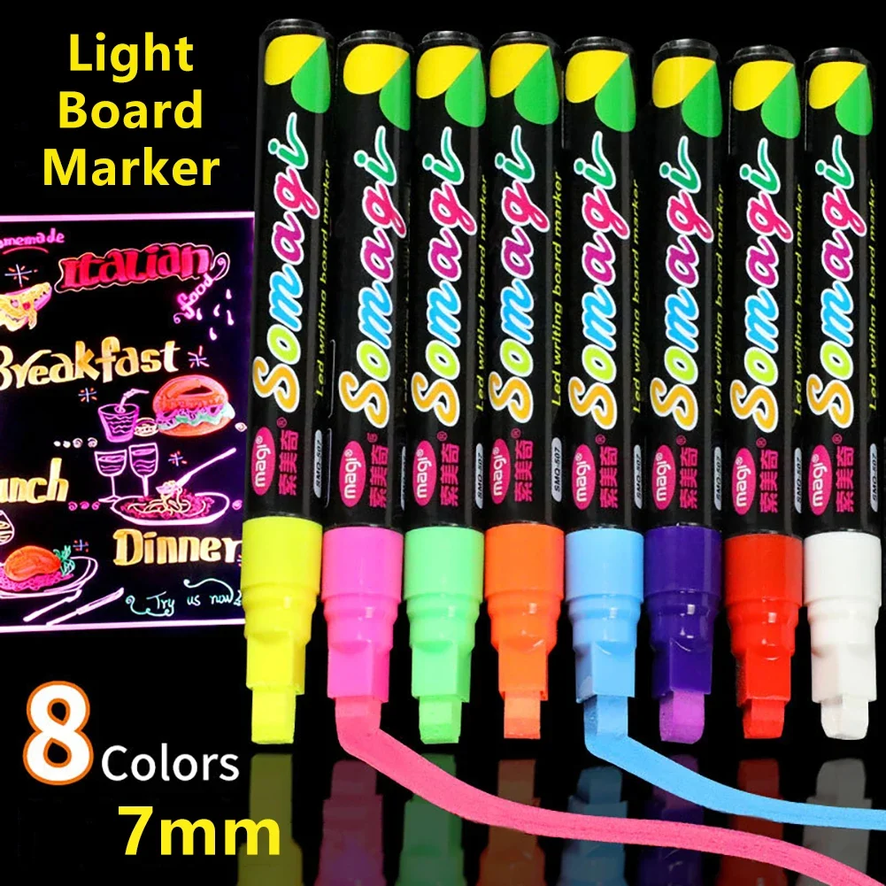 8Colors 7mm Liquid Chalk Erasable Highlighter Fluorescent Marker Pen,For Whiteboard Graffiti LED Advertisement Chalkboard