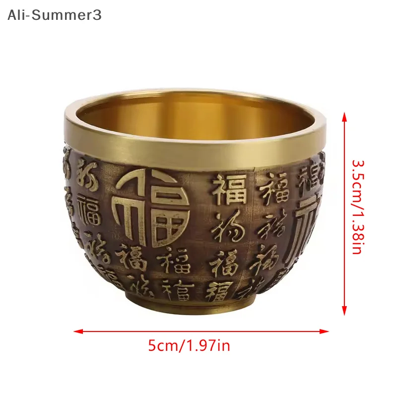 Szczęśliwy Feniks Cylinder Ozdobny Tradycyjny Ręcznie Rzeźbiony Mosiężny Kubek do Picia Czysty Mosiądz Mosiężna Miska Feng Shui Ozdoba Przynosząca Szczęście