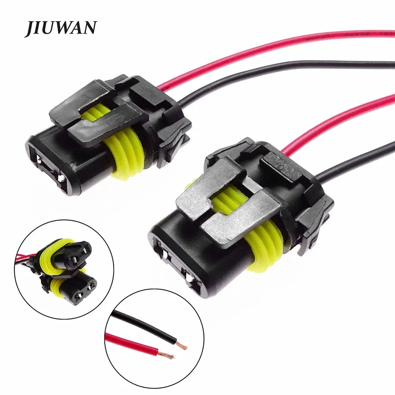 2 Pcs 9005 9006 for Automotive Headlight Fog Lamp Bulb Socket Adapter Female Connector Wiring Harness Copper Core Wire Harness