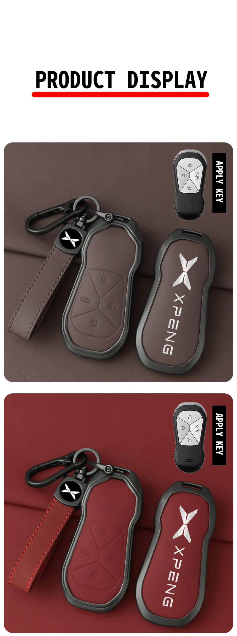 Neue Zink-legierung Leder Auto Fernbedienung Schlüssel Fall Abdeckung Fob Schutz Shell für Xpeng Xiaopeng P5 P7 G9 G3i Auto Innen Zubehör – Detail 7