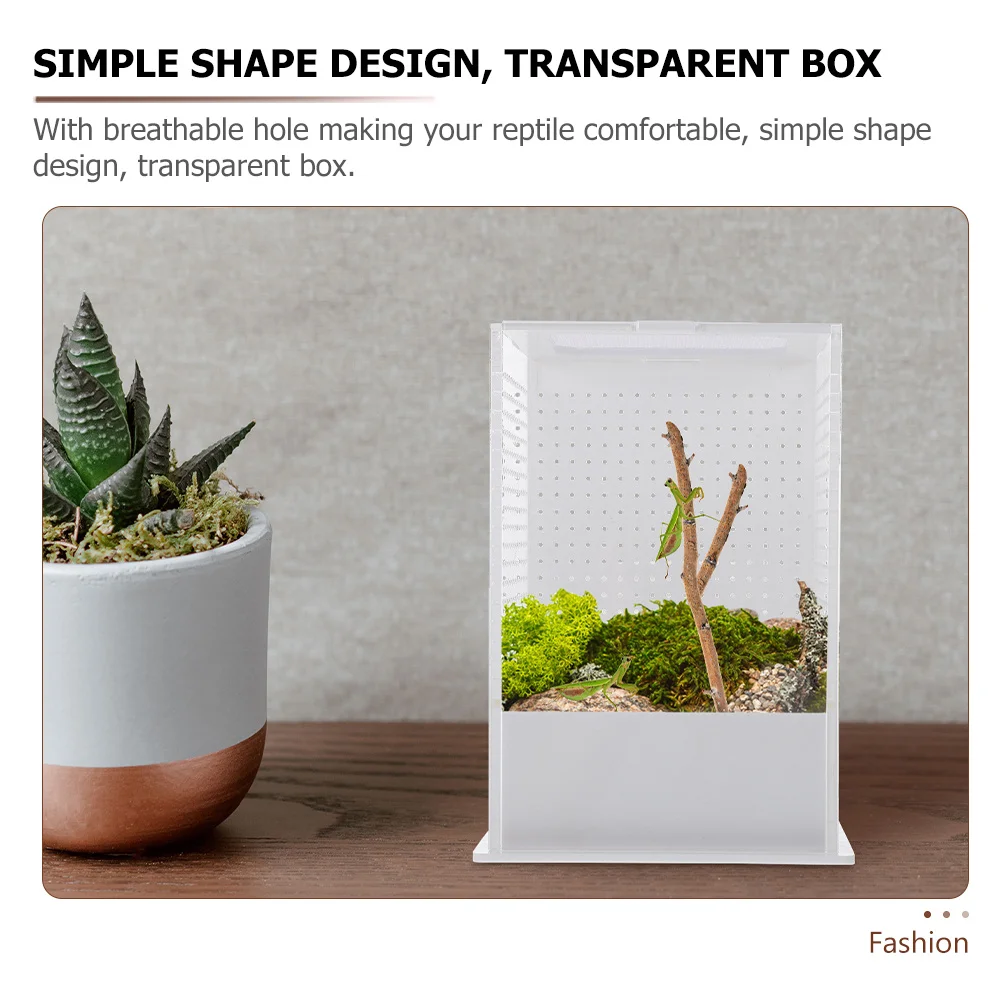 

Acrylic Reptile Breeding Box Transparent Design for Small Pets Spider Lizard Feeding Container Easy to Clean Reptile Terrarium