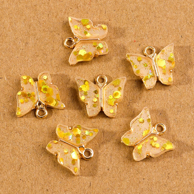 10 Stück 14*12mm Pailletten Schmetterling Charms Anhänger DIY Halskette Ohrringe Armband Schmuckherstellung Zubehör Zubehör – Detail 4