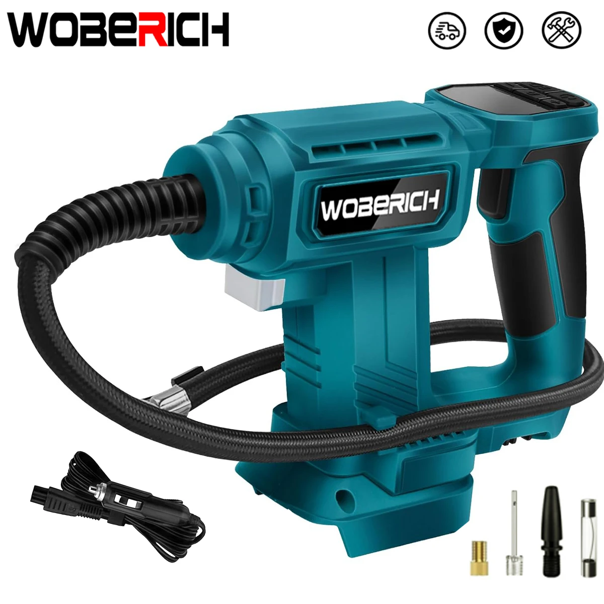 

Portable Cordless Electric Air Pump Powered Inflator Car Tire Balls Air Compressor Inflatable Pump （No Battery）For 18v Makita