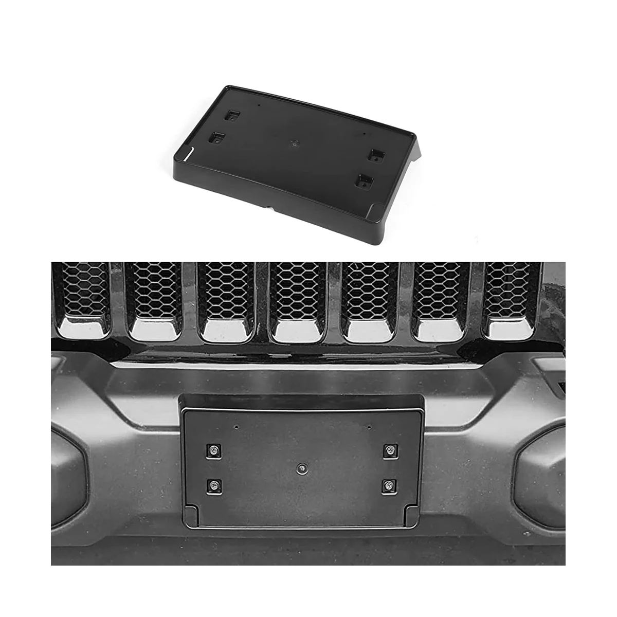 Front License Plate Bracket Holder Cover Frame for Jeep Wrangler JL JLU & Gladiator JT 2018-2023 Accessories ,Black