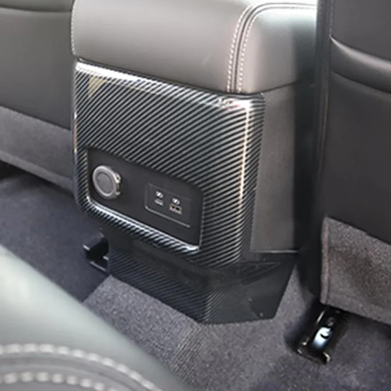 For Mitsubishi triton L200 2023 2024 Carbon Fiber Car Armrest Box Rear Air Condition Vent Outlet Cover Trim Interior Accessories