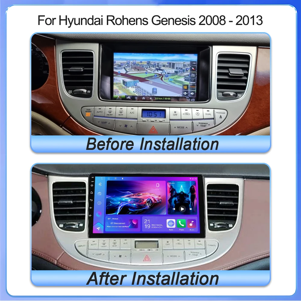 Android16 For Hyundai Rohens Genesis 2008 - 2013 video Playe One Car Radio DSP QLED Carplay Auto Multimedia Dvd GPS Stereo WIFI