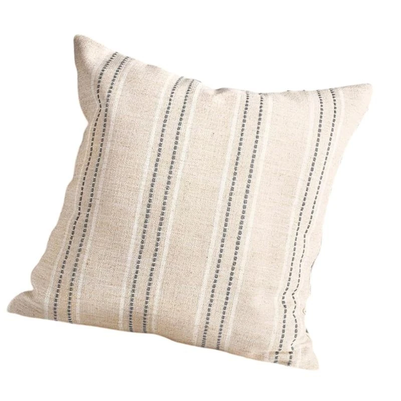 Decorative Pillowcase Linen Cushion Covers Textured with Color Stitching for Couch or Living Room Sofa Bed Decoration 0XXB