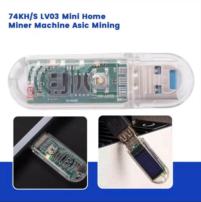 Usb btc solo miner Lucky miner LV03 nerdminer V3 Bitcoin miner  1W display she-256 asic ship mini USB 74KH/S btc usb miner