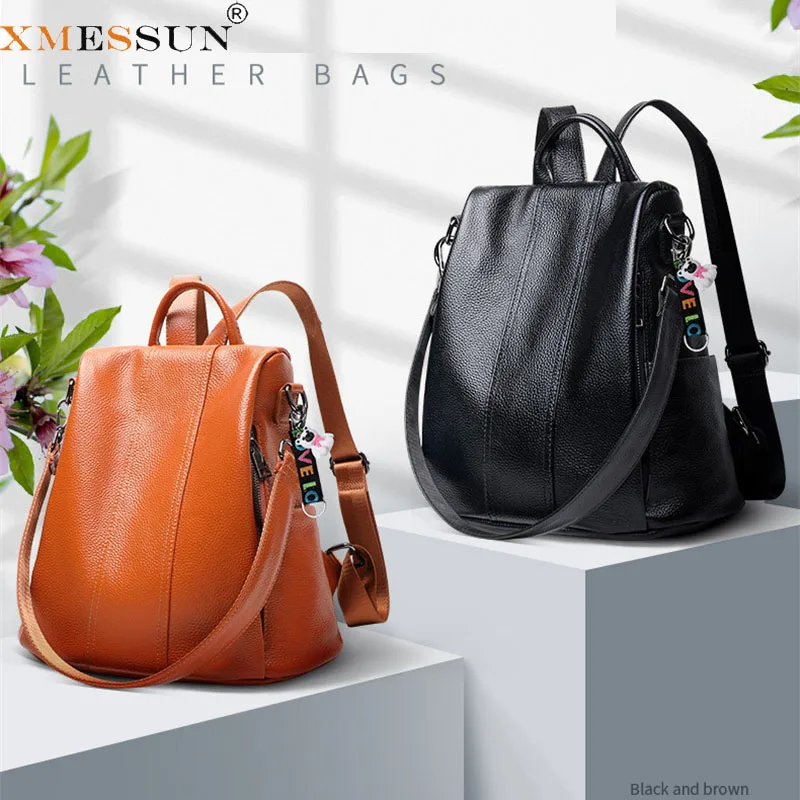 XMESSUN New Soft Leather Backpack Bag for Women,Fashion Brands High Quality Female Double Shoulder Large Capacity Travel Bag
