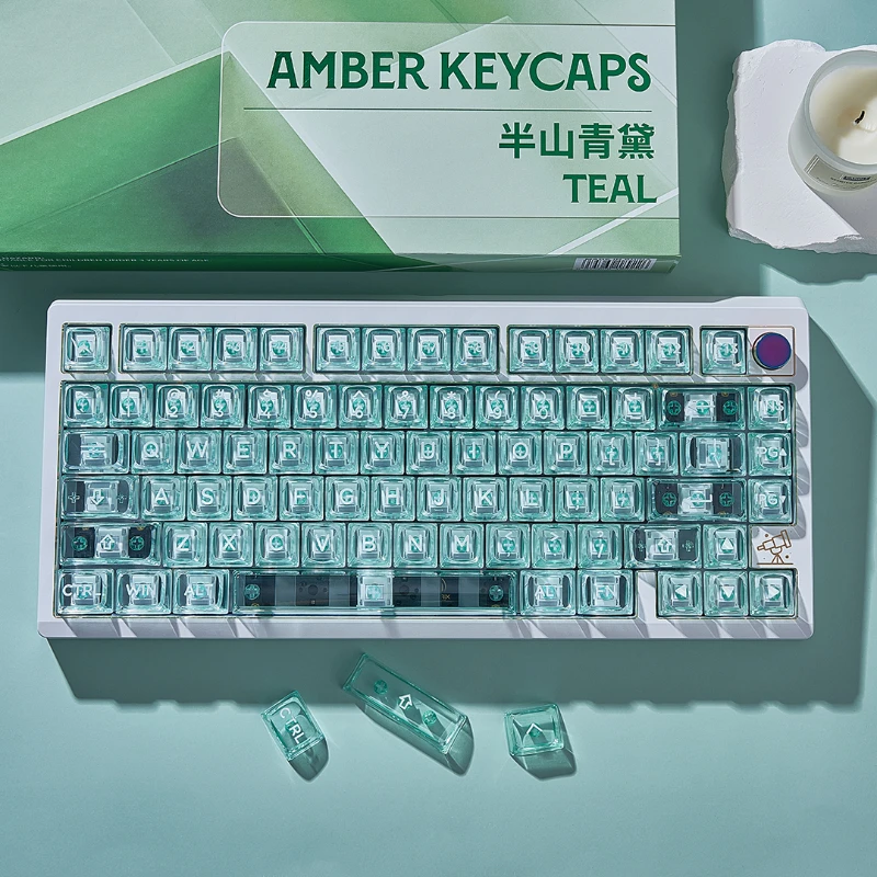 Wuque Studio Amber Keycaps Set PC Transparent Custom Keyboard Caps OSA Profile for Mechanical Keyboard Accessories Gifts 170keys