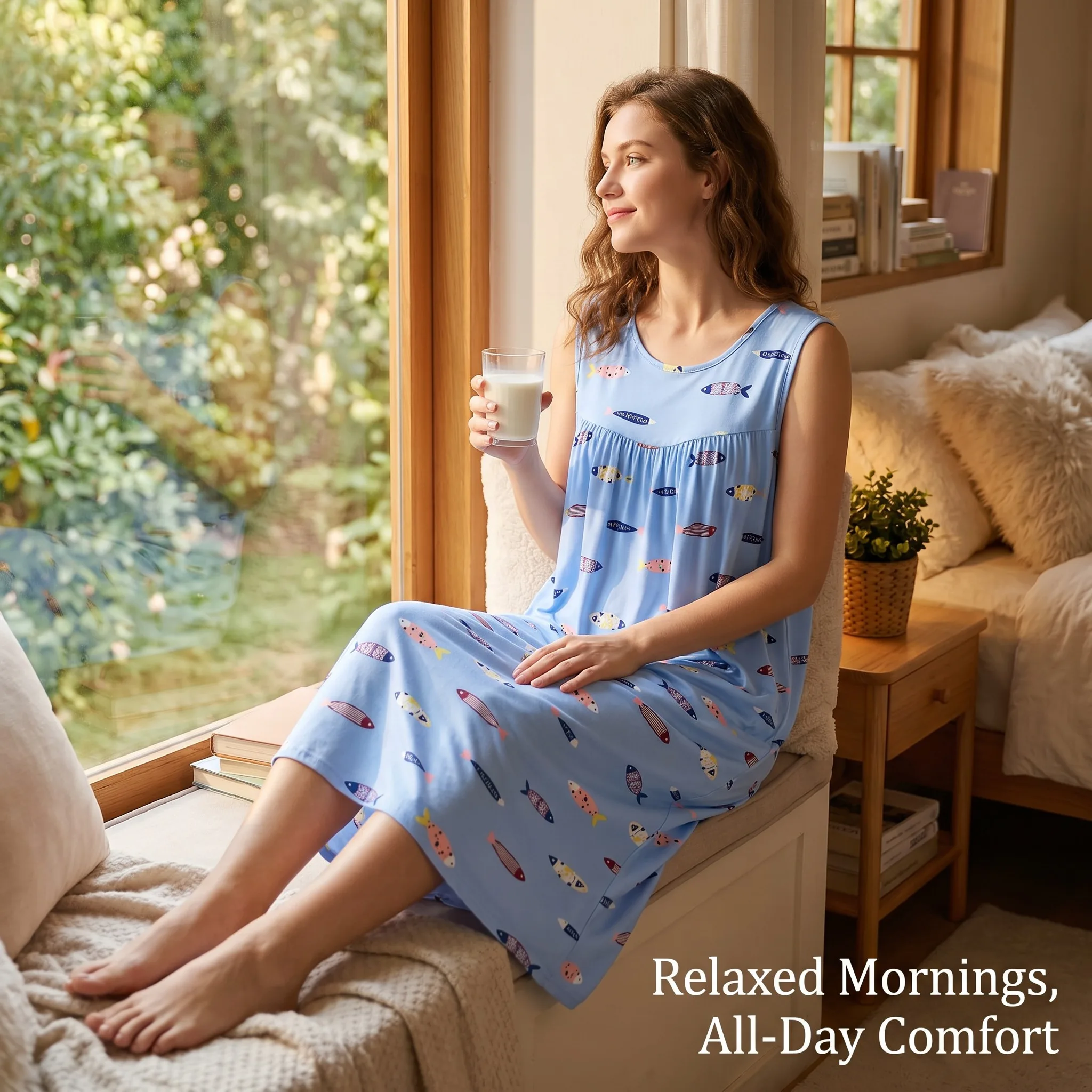 Summer Middle-Aged and Elderly Women's Nightgown Pajamas Ladies' Dress Summer Plus-Size Mom Home Wear Women's Summer Clothing