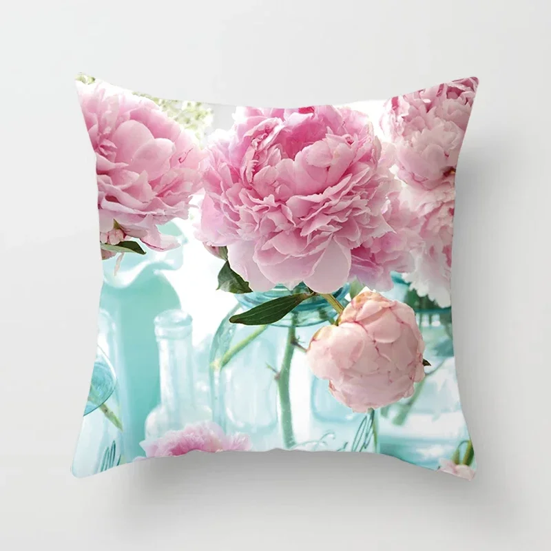 Flower Pattern Decorative Sofa Cushion Cover Pillow Pillowcase Throw Pillows Home Decor Pillowcove Pink 40x40cm 50x50 45x45