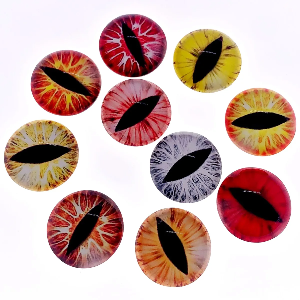 From 8mm to 30mm Random Mixed Round Pattern Glass Toy Doll Eyes Flatback Photo Cabochons DIY Making Accessories Paired K06364