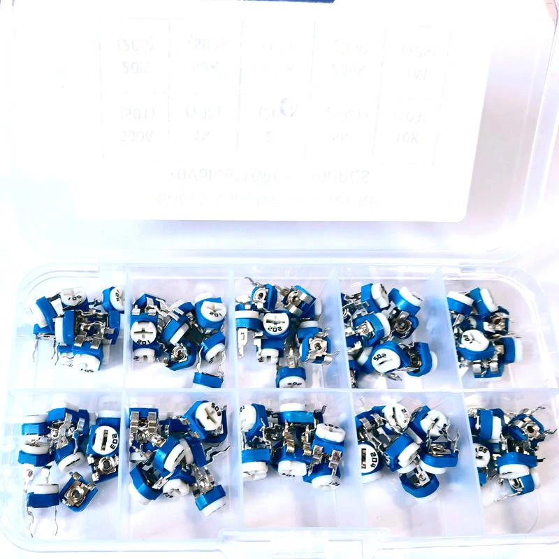 100PCS/Box RM065 Potentiometer Variable Resistors Kit 500 Ohm -1M Ohm Trimmer Potentiometer Adjustable Resistors Set 1K 10K 100K