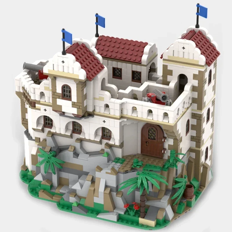 Modèle de château de briques MOC techniques, soldats espagnols, fort modulaire, blocs de construction, cadeaux de jouets pour enfants, ensembles de bricolage, assemblage