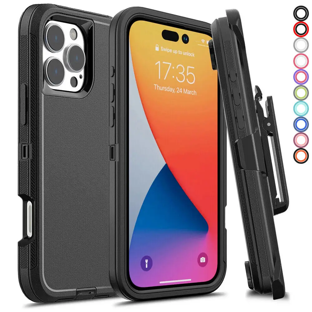 Heavy Duty Defender Case +Belt Clip Holster For iPhone 16 Pro Max 15 14 13 12 11 XR XS Max SE2 Armor Phone Cases Cover