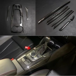 LHD Real Carbon Fiber For Audi A3 8V S3 RS3 2014 2015-2018 Car Interior Center Console Gear Shift Strip Door Panel Cover Trim