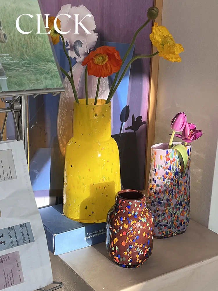 Colorful Candy Bean Glass Vase, Bright Yellow Home Decoration Ornament, Nordic Ins Style Glass Flower Arrangement Device