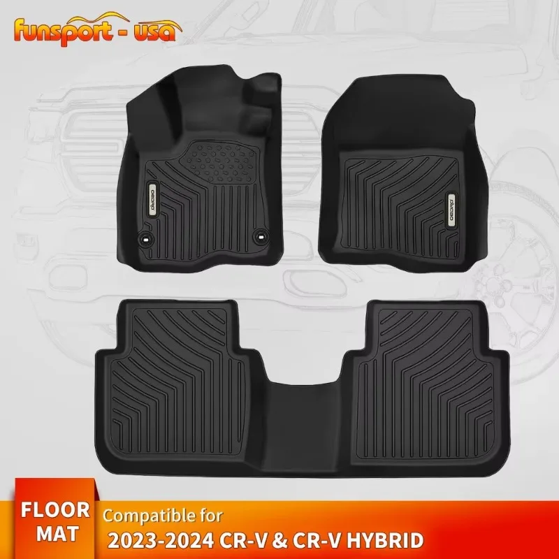 Custom Floor Mats for Honda CR-V/CRV Hybrid 2023-2025 1st & 2nd Row Floor Liners  United States