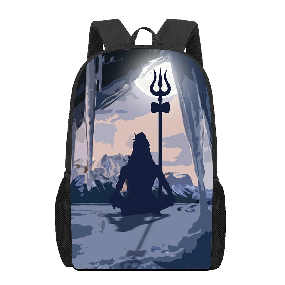 Shiva-mochila con estampado religioso para hombre y mujer, morral informal de almacenamiento para libros, morral de viaje para adolescentes