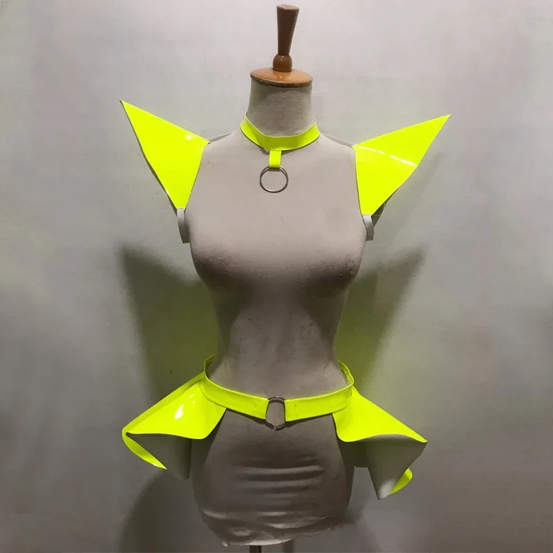 

Яркая лазерная летающая юбка на плечах, женская одежда для выступлений, джазовая одежда, бар, ночной клуб, Dj Ds Gogo, костюм танцовщицы, сценические аксессуары7357