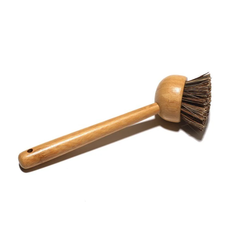 Thickened Long‑Handled Kitchen Dish Washing Brush, Natural Bamboo & Sisal Pot Cleaning Brush for Pots, Pans and Tableware