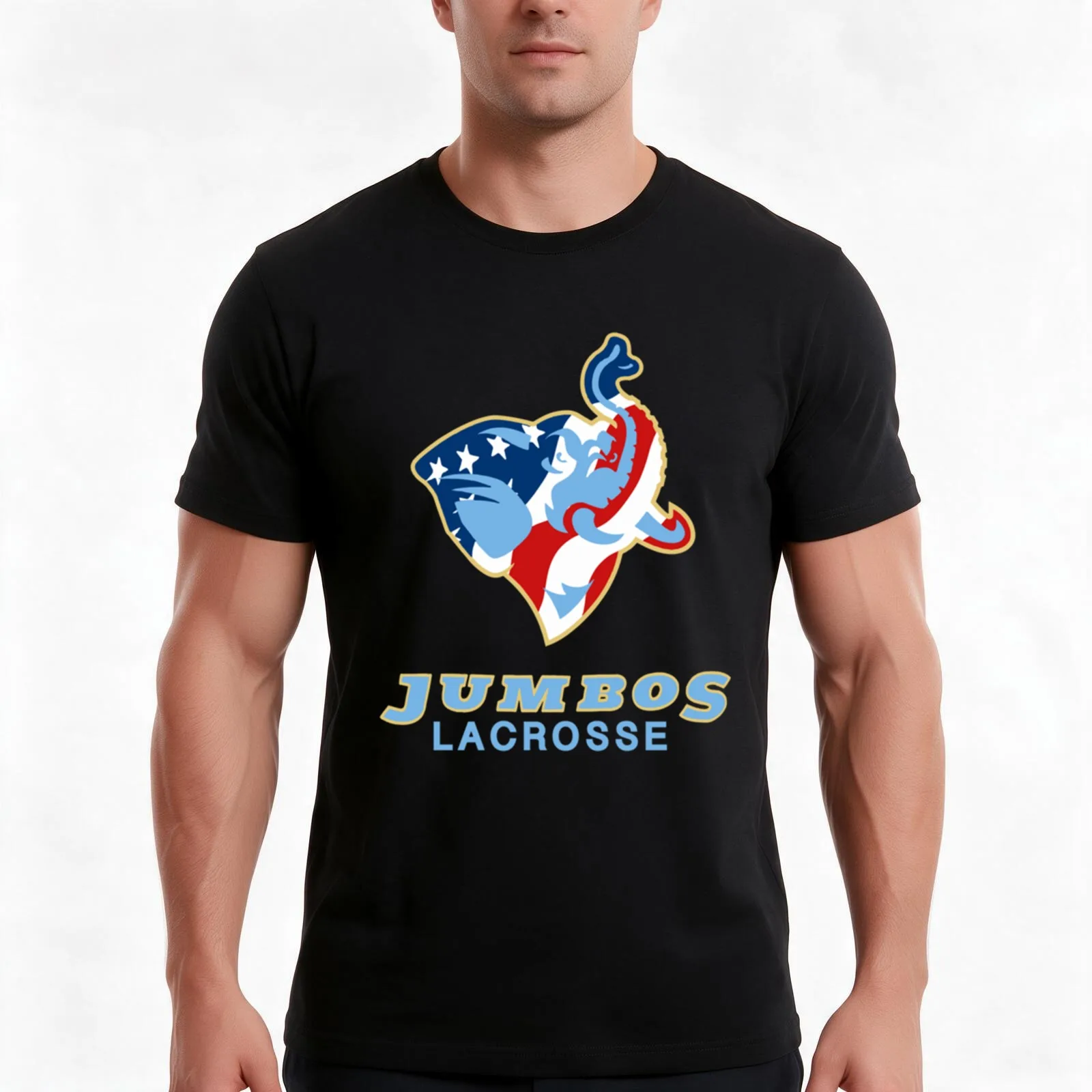 Tufts Jumbos Lacrosse T-Shirt, Summer Casual Cotton Tee, Oversized Streetwear Tops, Vintage Graphic Print, Unisex Men Women