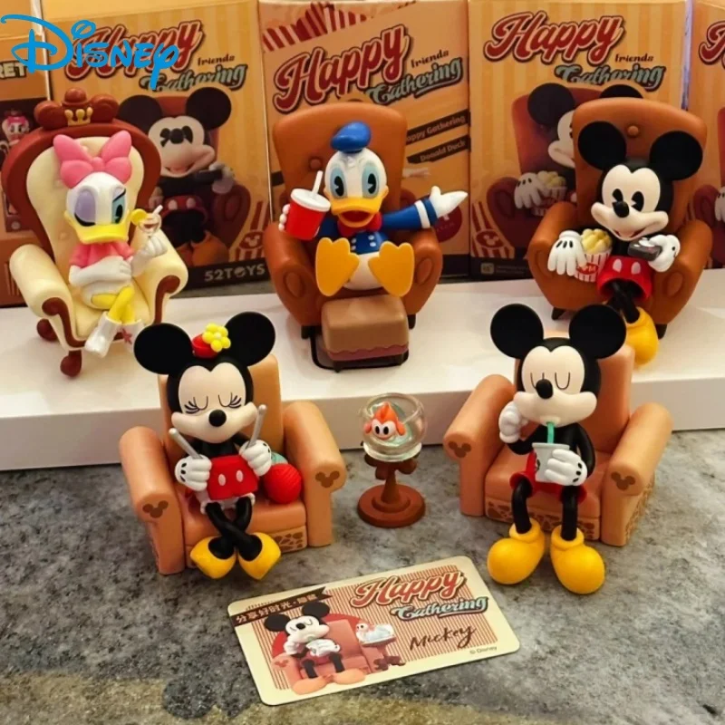 Disney mickey mouse e seus amigos reunidos para uma série de tempo alegre caixa cega anime figura pvc modelo coleção decoração brinquedos