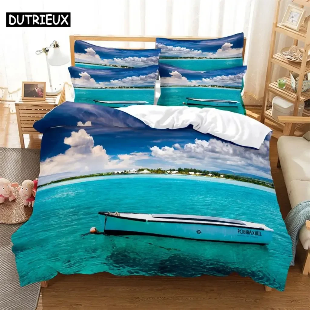 Seawater Bedding Comfortable Duvet Quilt Cover Pillowcase Bedding Set Children Bedroom Decoration Home Textile