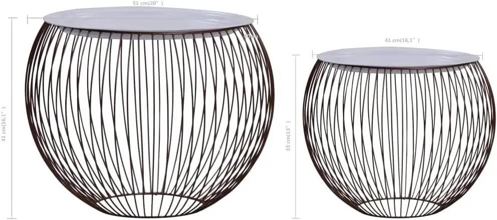 Armazenamento Basket Cocktail Table, mesa de cabeceira, Light Stand, Telefone Stand,Snack Table, suporte de planta, 2 pcs