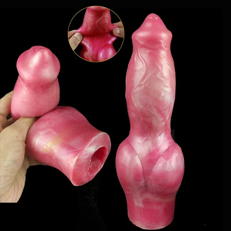 Silicone Dog Knot Penis Sleeve Wearable Dick Sheath Cock Enlargement & Extender Condom Couples BDSM Toys Game Male Masturbator