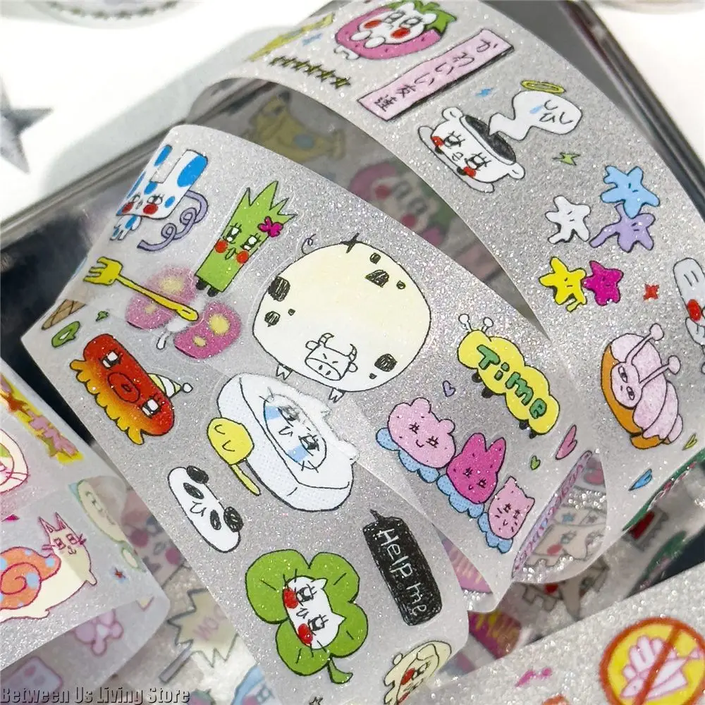 3 x70cm Cute Graffiti Elements PET Glitter Stickers for Craft Supplies Scrapbooking Material Stationery