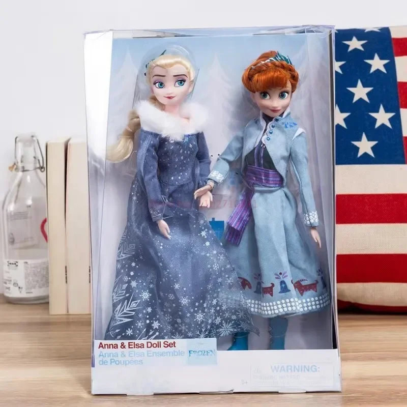 Original Disney Store 2pcs/set Frozen 2 Snow Queen Elsa And Anna Classic Doll Toys Figure Christmas Birthday Lovely Gift