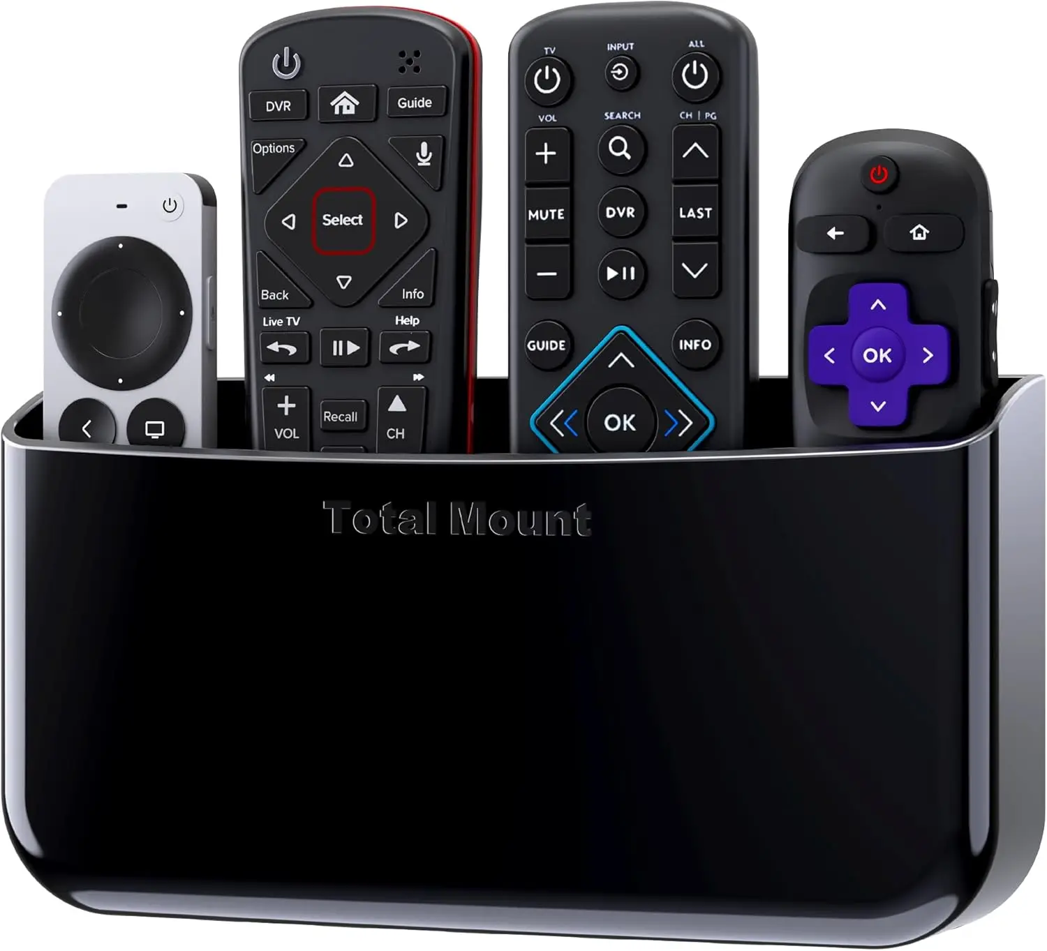 

Remote Control Holder, No Drilling Required, Premium Black for 3-4 Remotes
