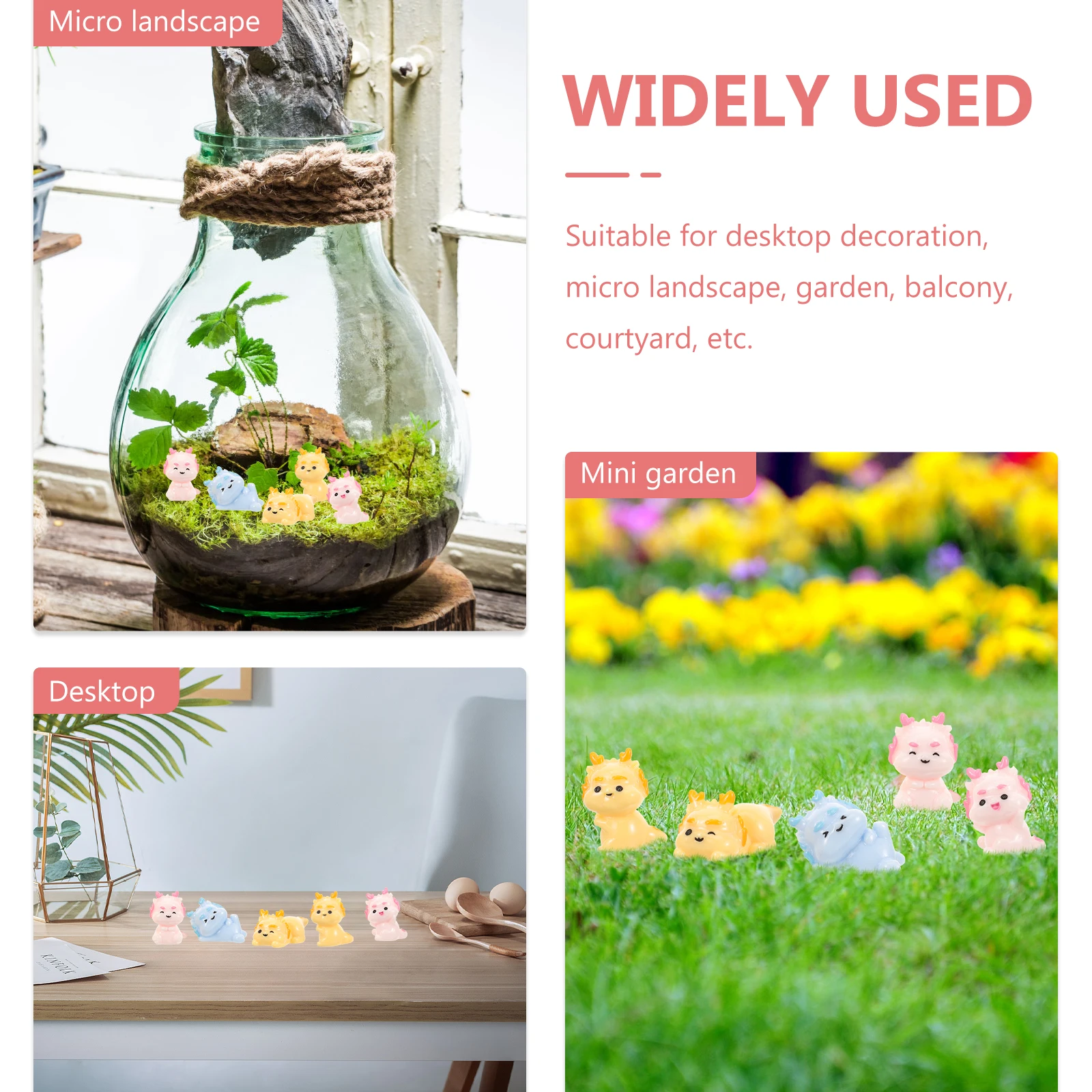 5 قطعة سطح المكتب الديكور الراتنج التنين الصغير التماثيل دائم الكرتون تمثال حديقة ساحة هدية مزخرفة الراتنج المشهد التنين