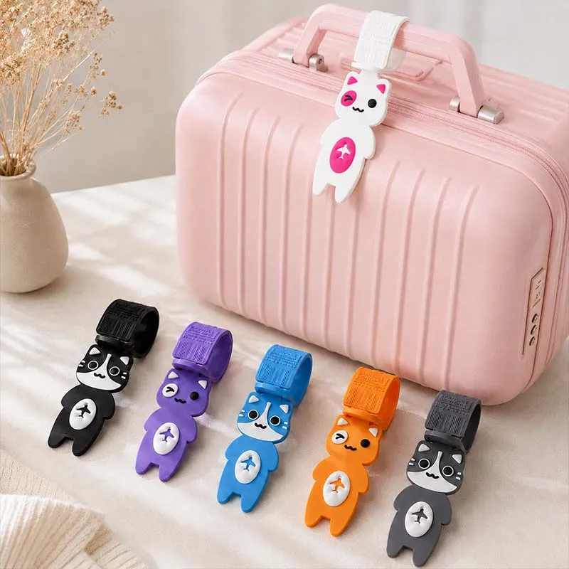 2pcs， Cute Cat Shaped Luggage Tag， Creative Foldable Travel Tag， Suitable for Travel Accessories in Handbags and Suitcases