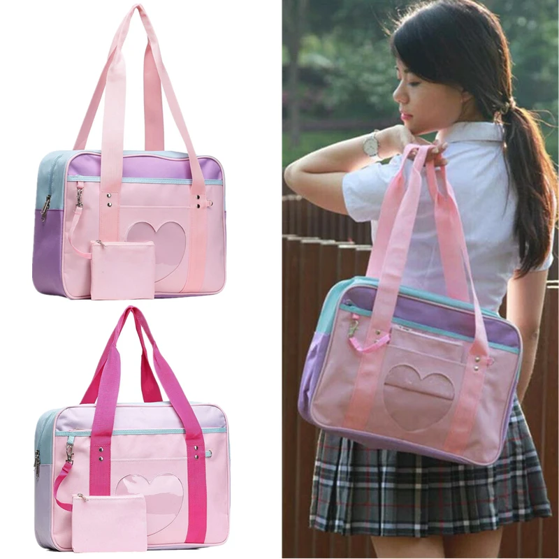 Japanese Heart Lolita Anime Girls Handbag Shoulder Bag JK Itabag Cosplay Canvas Large Capacity Casual Luggage Handbags Totes