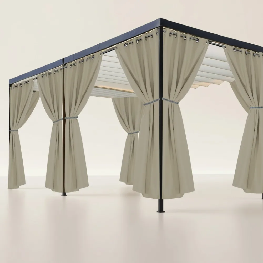 

Waterproof Outdoor Curtains 8 Panels UV Blocking Privacy Shade for Patio Balcony Pergola All Weather