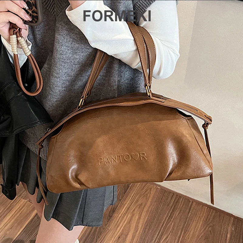 Formeki Underarm Bowling Bag Ladies Luxury Woman Bag 2025 Winter Fashion Shoulder Bag Simple Casual Niche Handbag