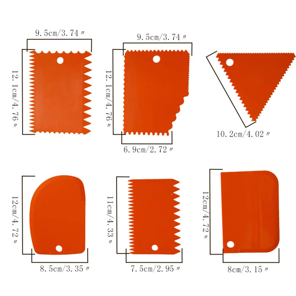 Raspador semicircular de plástico, herramientas portátiles de postre, raspador de crema de Color, juego de 6 piezas