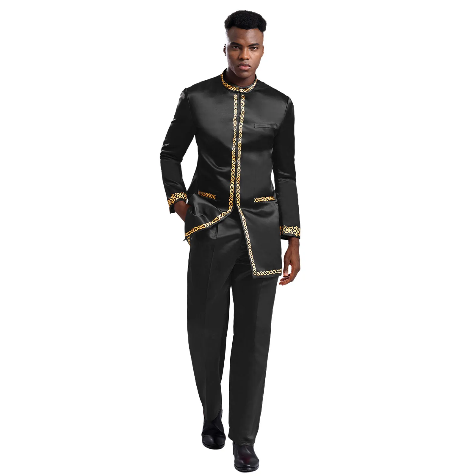 Ternos de festa à noite de casamento, roupas africanas para homens, casacos de manga comprida, conjuntos de roupas para banquete, cerimônia de bolas, roupa formal