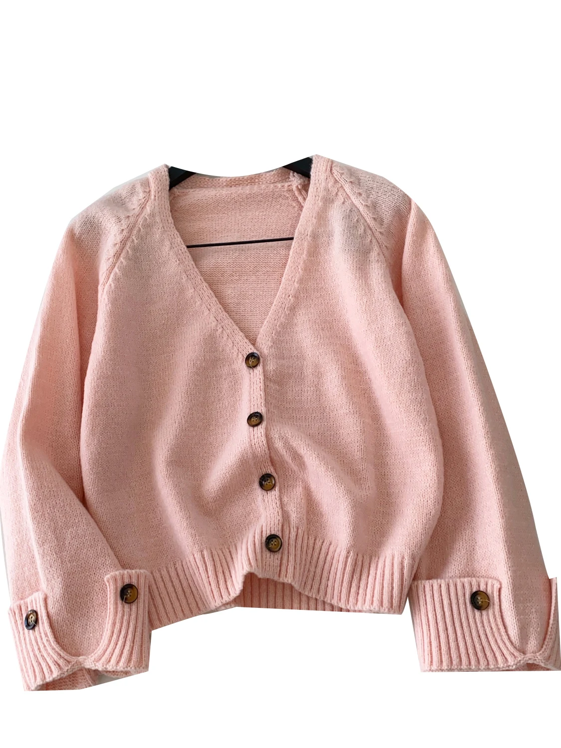 優しい風スレ ボタンアップまたはカジュアルVネックセーターコート レディース ルーズフィット スリミング 冬用アウター ニット ロングスリーブ