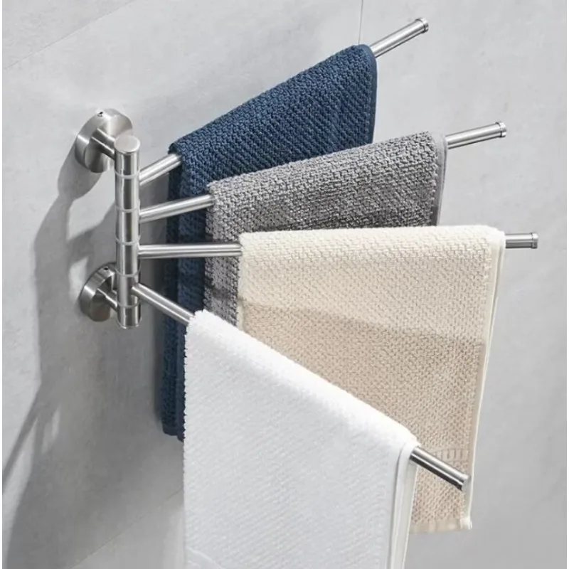 Vintage Style 4-Tier Revolve Towel Bar, Wall Mount Rotatable Bathroom Towel Holder Rack