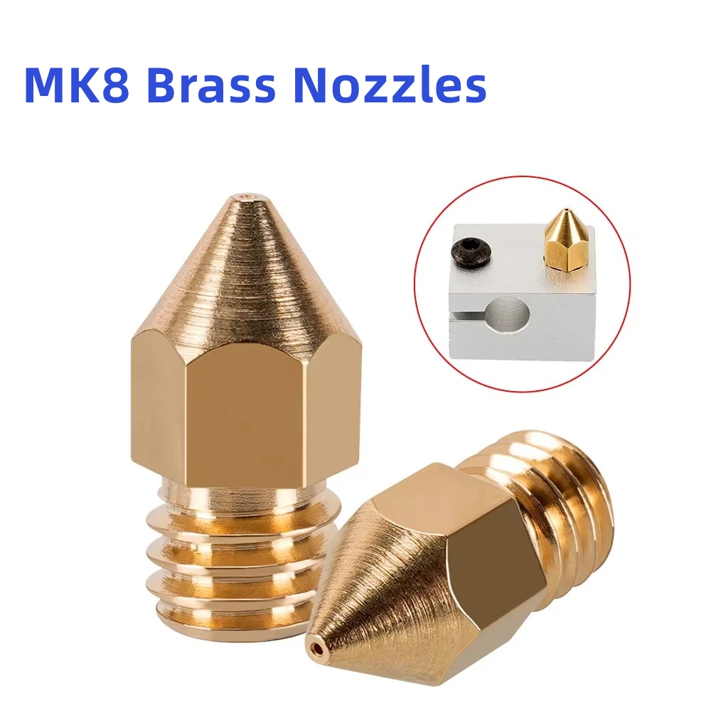 

10 шт./20 шт. латунное сопло MK8 0,2 мм 0,3 мм 0,4 мм 0,5 мм 0,6 мм сопла головки экструдера для деталей 3D-принтера 1,75 мм CR10 CR10S Ender-3