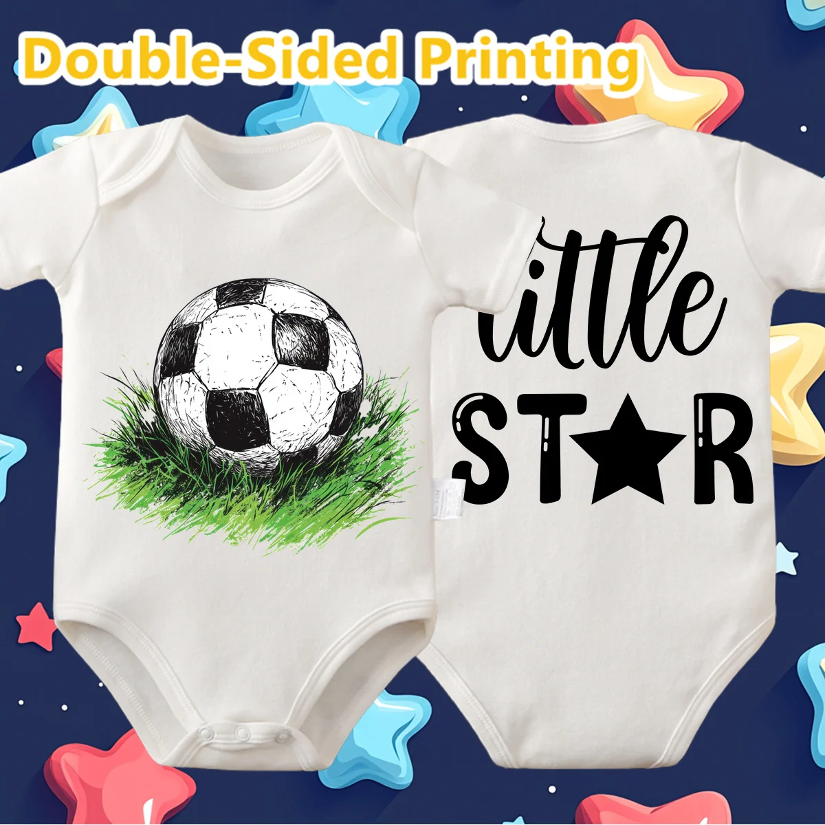 

Double-sided Flame Football Printing 100% Cotton Onesie Bodysuit Comfortable Cloths for Baby Jumpsuit for 0 To 12 Months Newborn